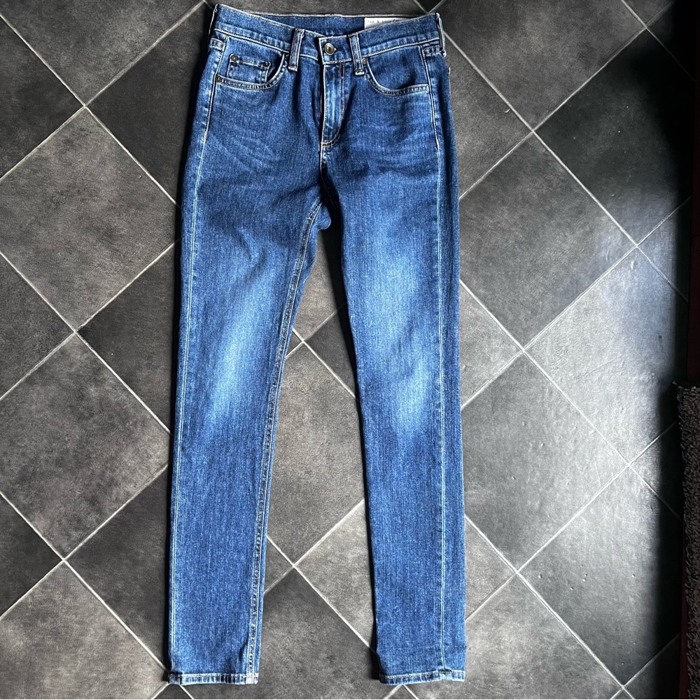 Rag & Bone Women's 24 Blue Skinny Jeans Mid-Rise Stretch Medium Wash
